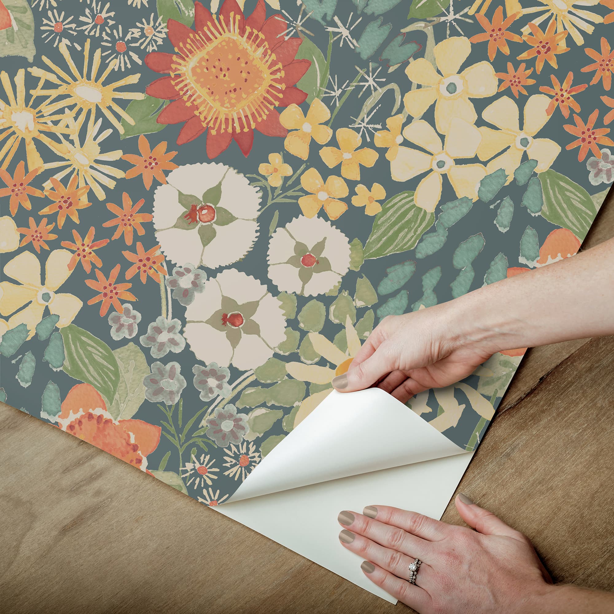 NuWallpaper Sadie Teal Peel & Stick Wallpaper